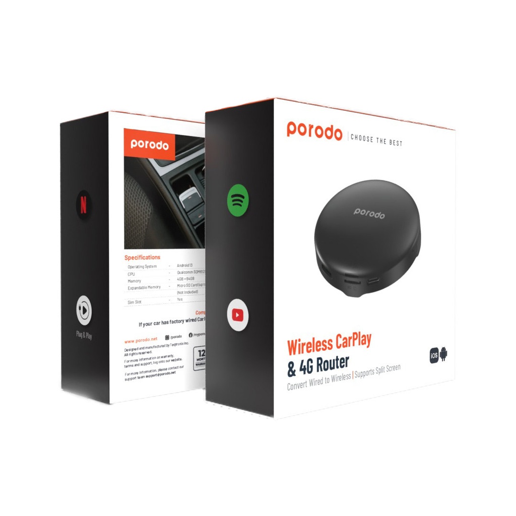 Porodo Wireless CarPlay And 4G Router