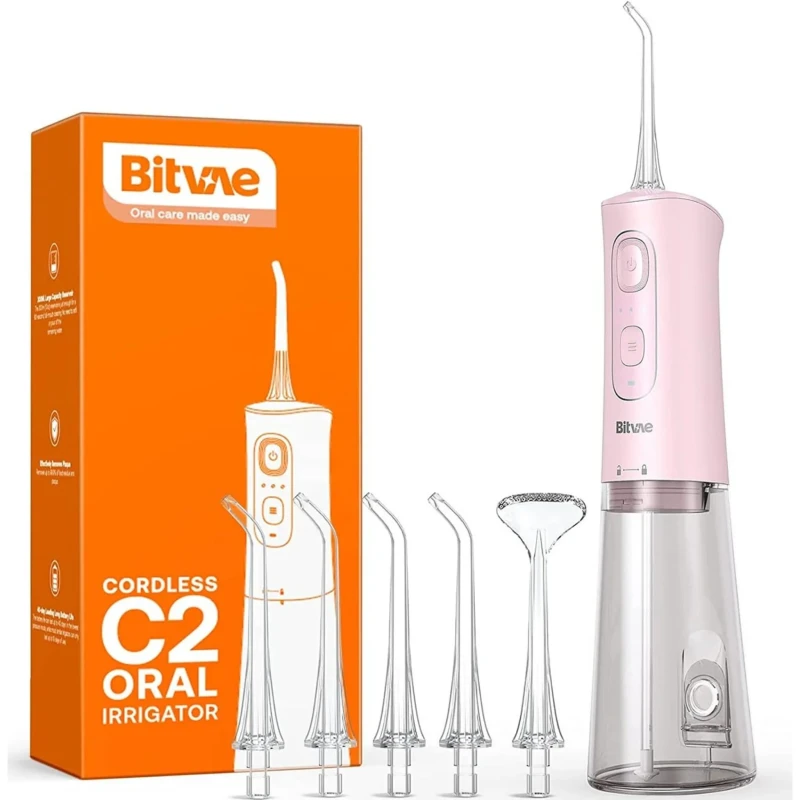 Bitvae C2 Cordless Water Flosser with 6 Tips - Pink
