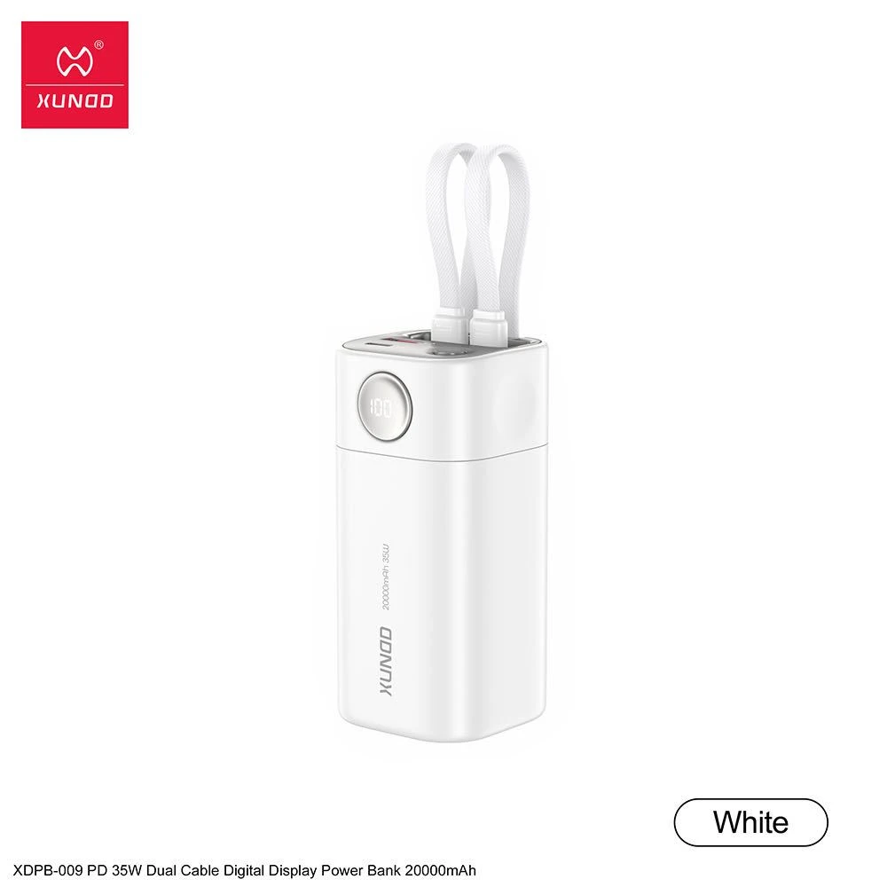 XUNDD Dual-Cable PD35W Power Bank 20000mAh (XDPB-009) White