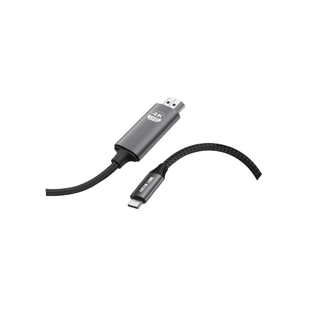 Green Lion 4K USB-C to HDMI Braided cable 2m (GN4KTCHDMIBK) Black