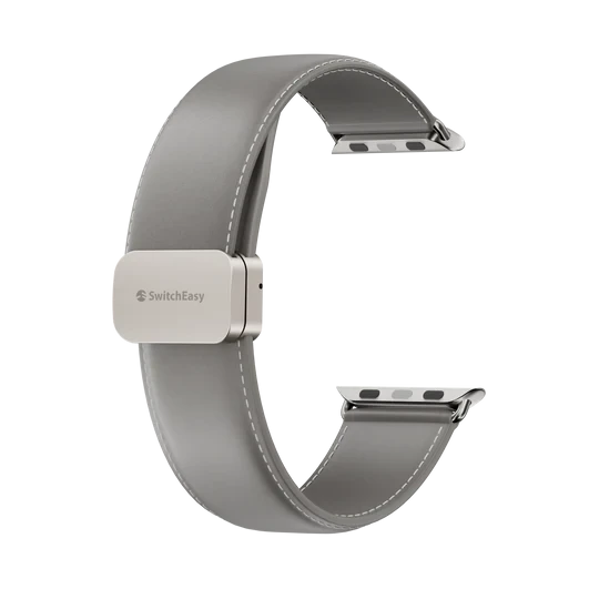 SwitchEasy Classic Genuine Leather Apple Watch Band with Magnetic Lock 44/45/46/49mm - Gray