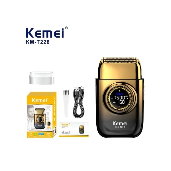 Kemei KM-T228 TitaniumFoil Men's Electric Shaver - Turbo Brushless Motor