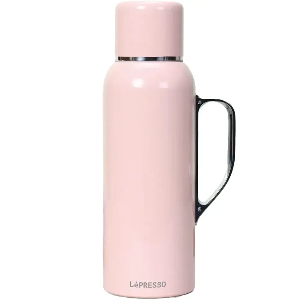 LePresso ThermoSense Stainless Steel Insulated Bottle with Temperature Gauge 850mL (LP050) Pink