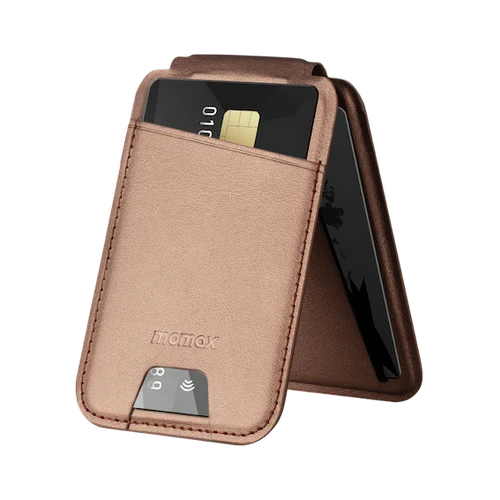 Momax 1-Wallet Magnetic Card Holder With Stand (SR29) Rose Gold