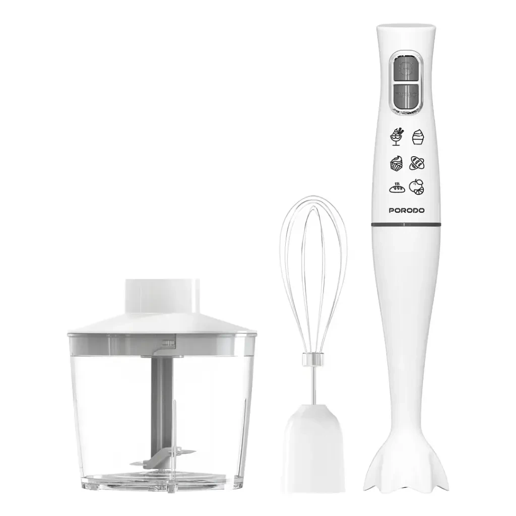 Porodo Powerful Hand Blender Food Chopper & Whisker (LFS117) White