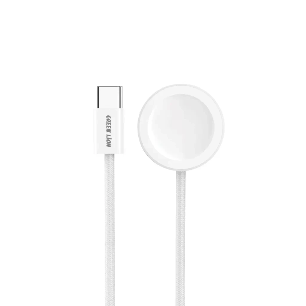 Green Lion iWatch charger- USB C to wireless charger - White