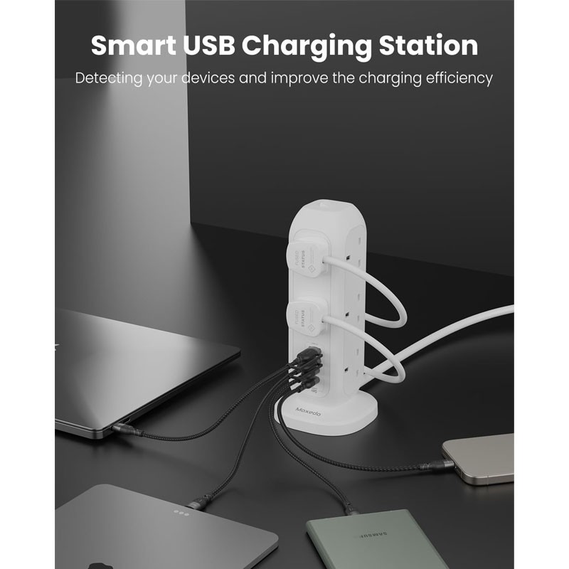 Moxedo 15 In 1 Smart-Hub Tower Power Strip