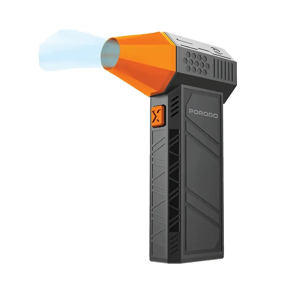 Porodo Turbo Fan 13000RPM Adjustable Speed Cordless with Built-in Battery 2500mAh - Black/Orange