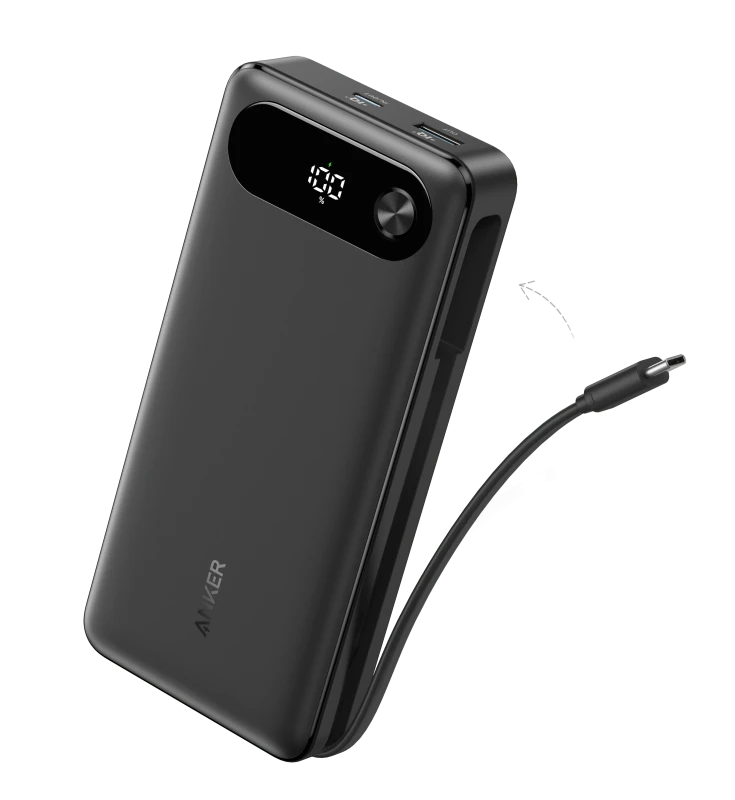 Anker Power Bank 20000mAh 87W Built-In USB-C Cable (A1383H11) Black