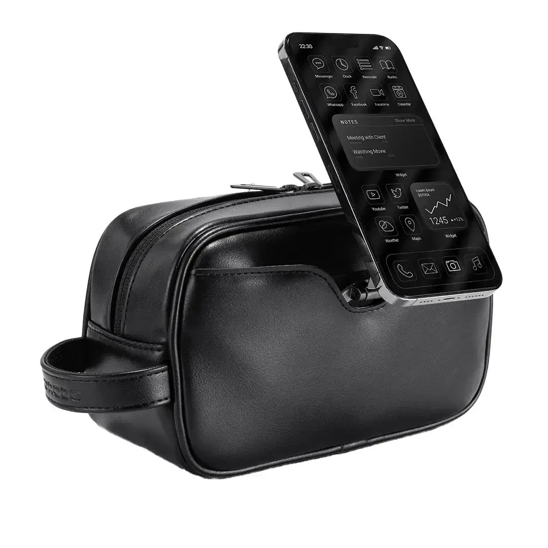 Porodo MagSafe Travel Organizer Pouch with Phone Holder - Black