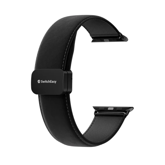 SwitchEasy Classic Genuine Leather Apple Watch Band with Magnetic Lock 44/45/46/49mm - Black