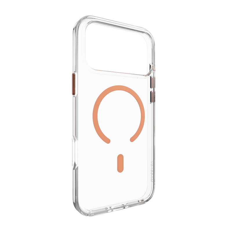 MagEasy Bright M Never Yellowing Case for iPhone 17 Pro Max - Transparent/Orange Ring
