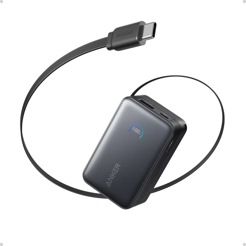 Anker Nano Power Bank 10K 45W with Built-in USB-C Cable (A1638H11) Black