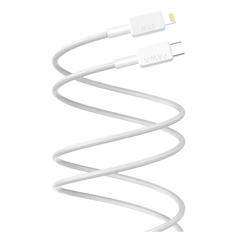 Pawa El Caro Series USB-C to Lightning 27W Premium Braided Cable 2m -White