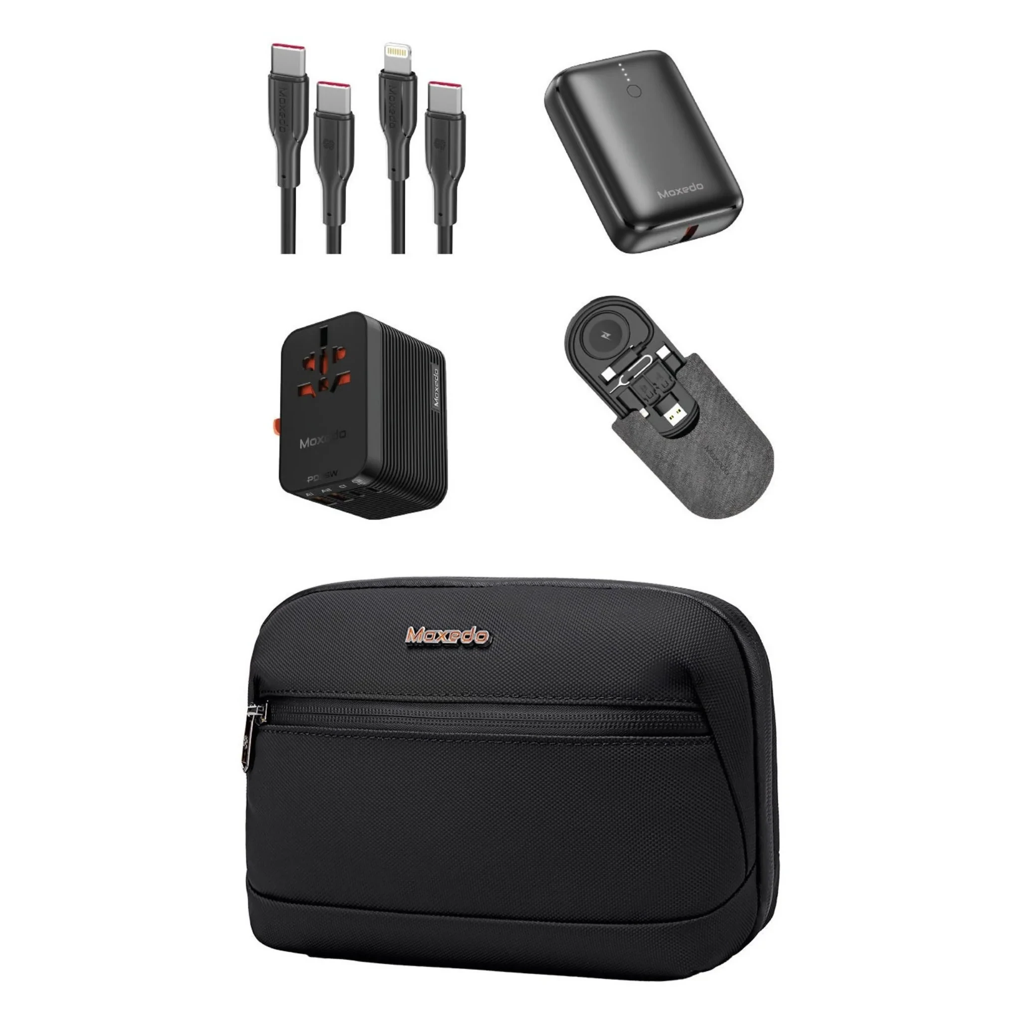 Moxedo 6 in 1 Travel Organizer Bag with Charging Accessories (MX-PAB014) Black