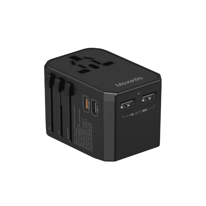 Moxedo 45W Worldwide Travel Adapter Compatible With 200+ Countries (MX-TA023) Black
