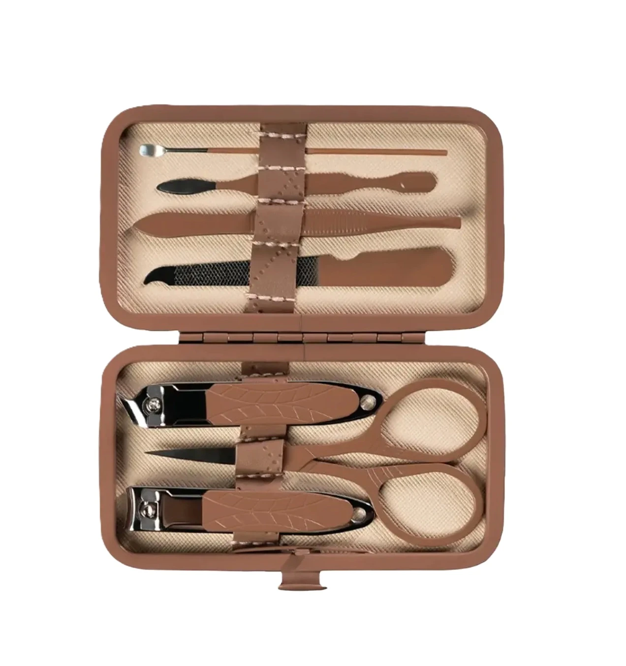 Green Lion 7 in 1 Manicure Kit - Stainless Steel (GN7PCMNCRBR) Brown