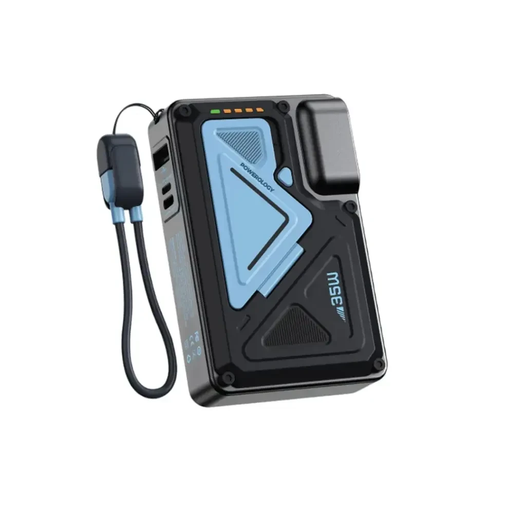 Powerology 10000mAh Wall Charger MagSafe Power Bank with Type-C & Lightning Cable Adapter (PP080) Black