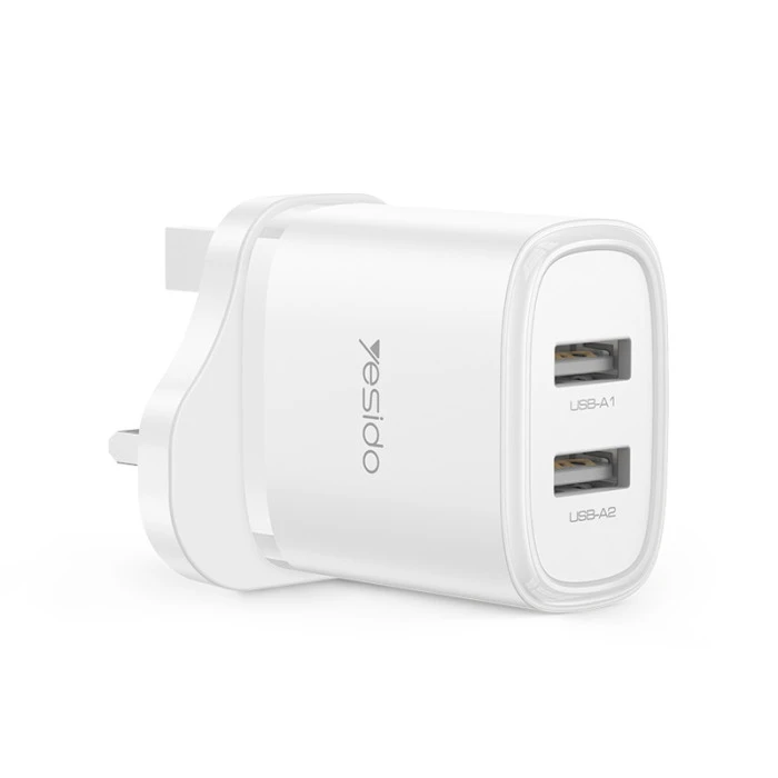 Yesido Dual USB-A Travel Charger 12W (YC91) White