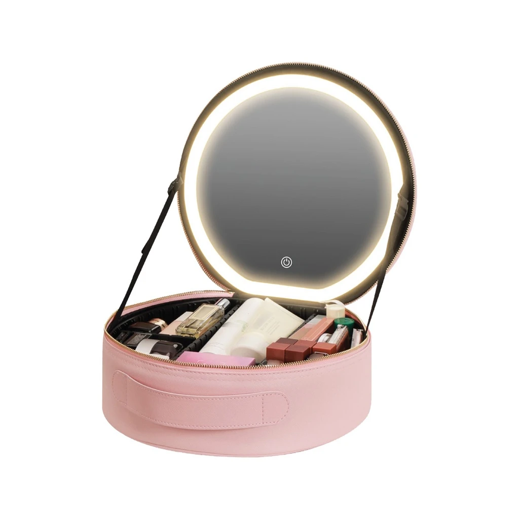 Green Lion Makeup Organizer Pro with Lighted Mirror (GNMAKEORGPK) Pink