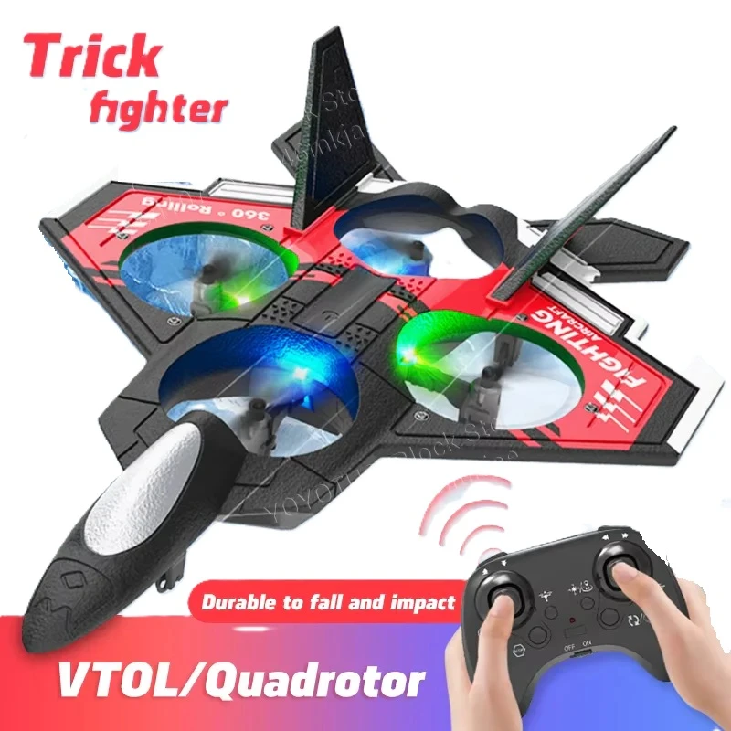Combat Aircraft with Six-Axis Gyroscope Remote Control - Red