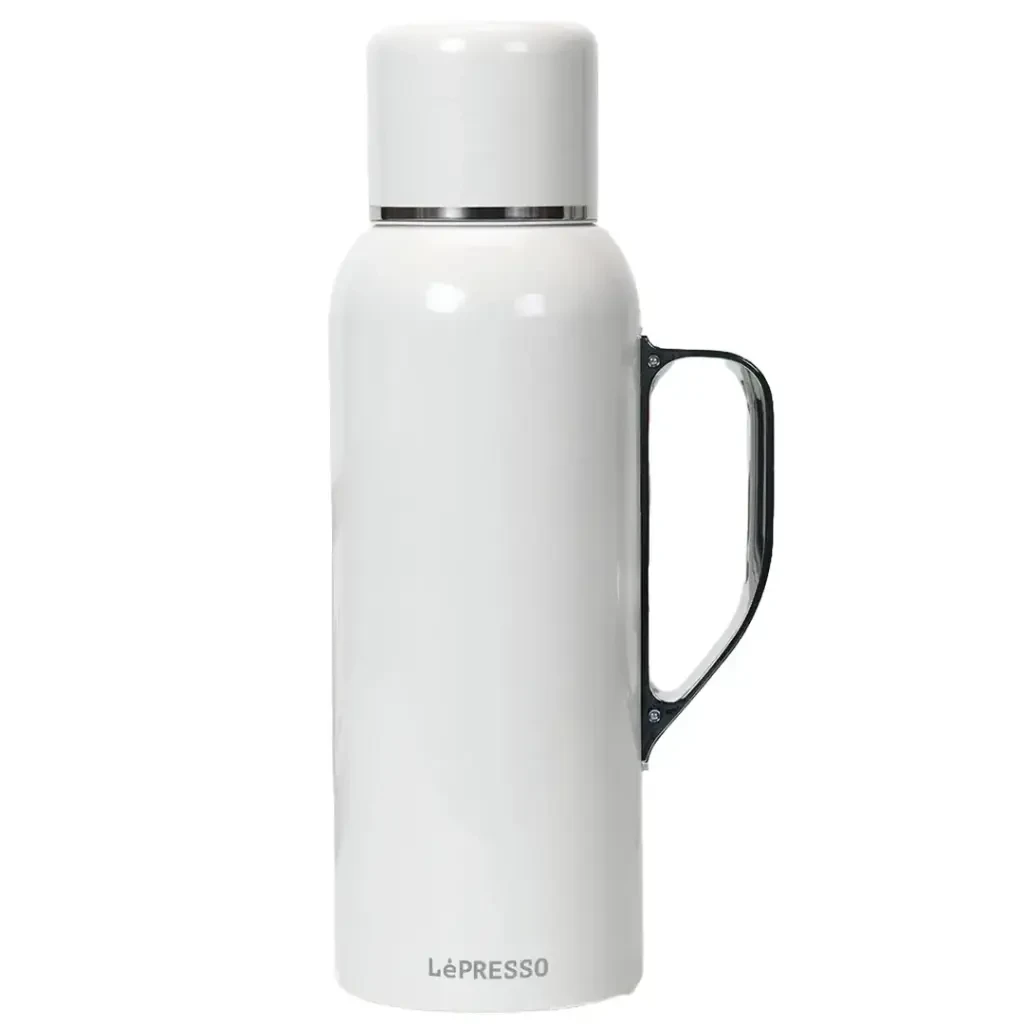 LePresso ThermoSense Stainless Steel Insulated Bottle with Temperature Gauge 850mL (LP050) White