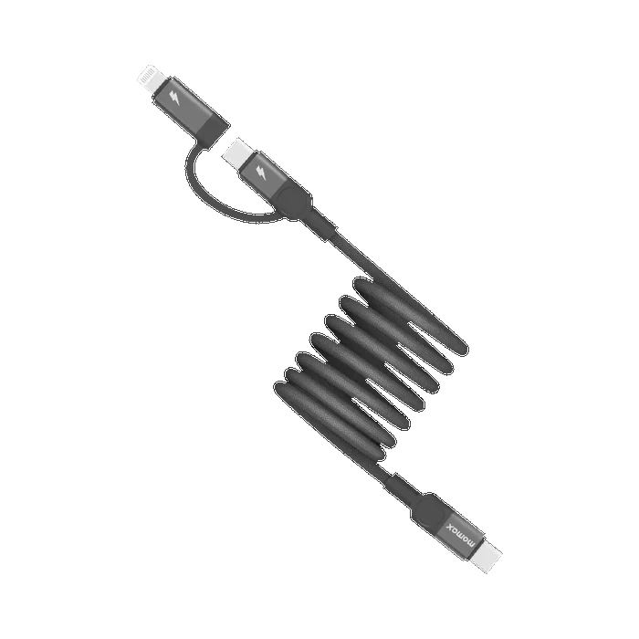 Momax Mag Link 60w USB-C to C & Lightning Magnetic Cable 2m -Black