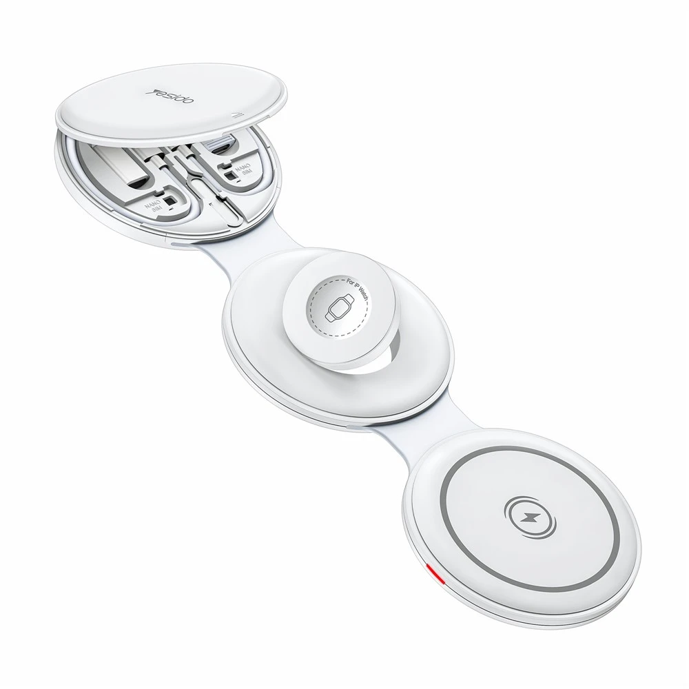 Yesido 5-in-1 Foldable Wireless Charger & Accessory Storage Box for Apple (DS29) White