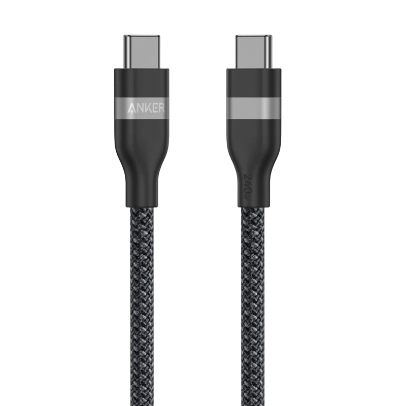 Anker USB-C to USB-C Cable (6ft, 240W, Upcycled-Braided) A82E2H12 - Black