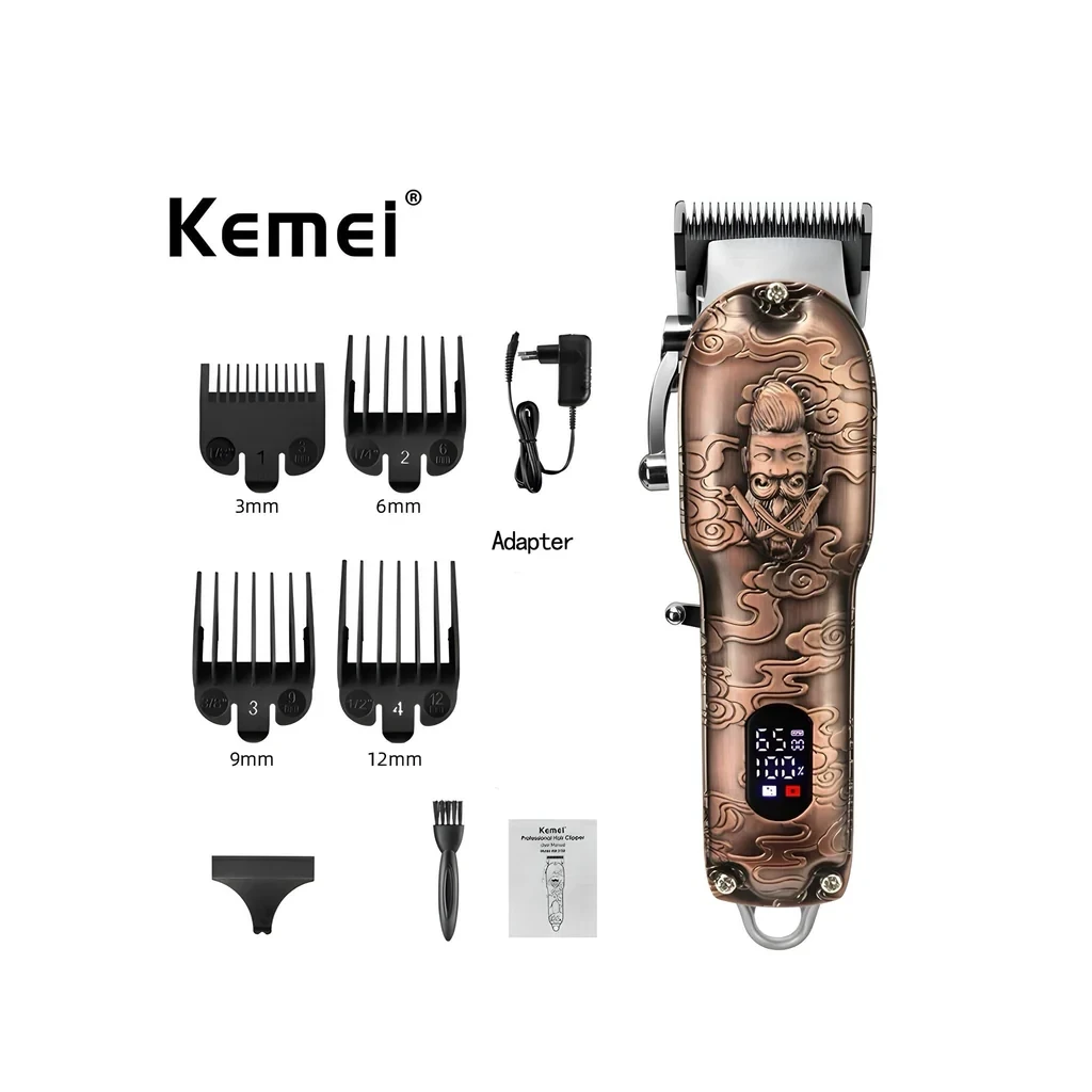 Kemei KM-3705 Hair Clipper with Metal Body and Digital Display