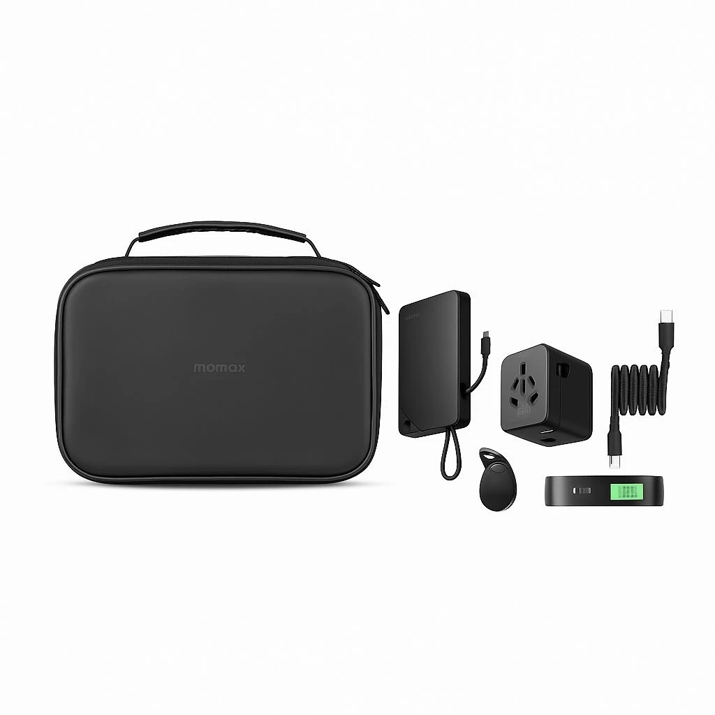 Momax 1-World Travel Kit - 35W Adapter, Power Bank & Accessories (VPD0176) Black