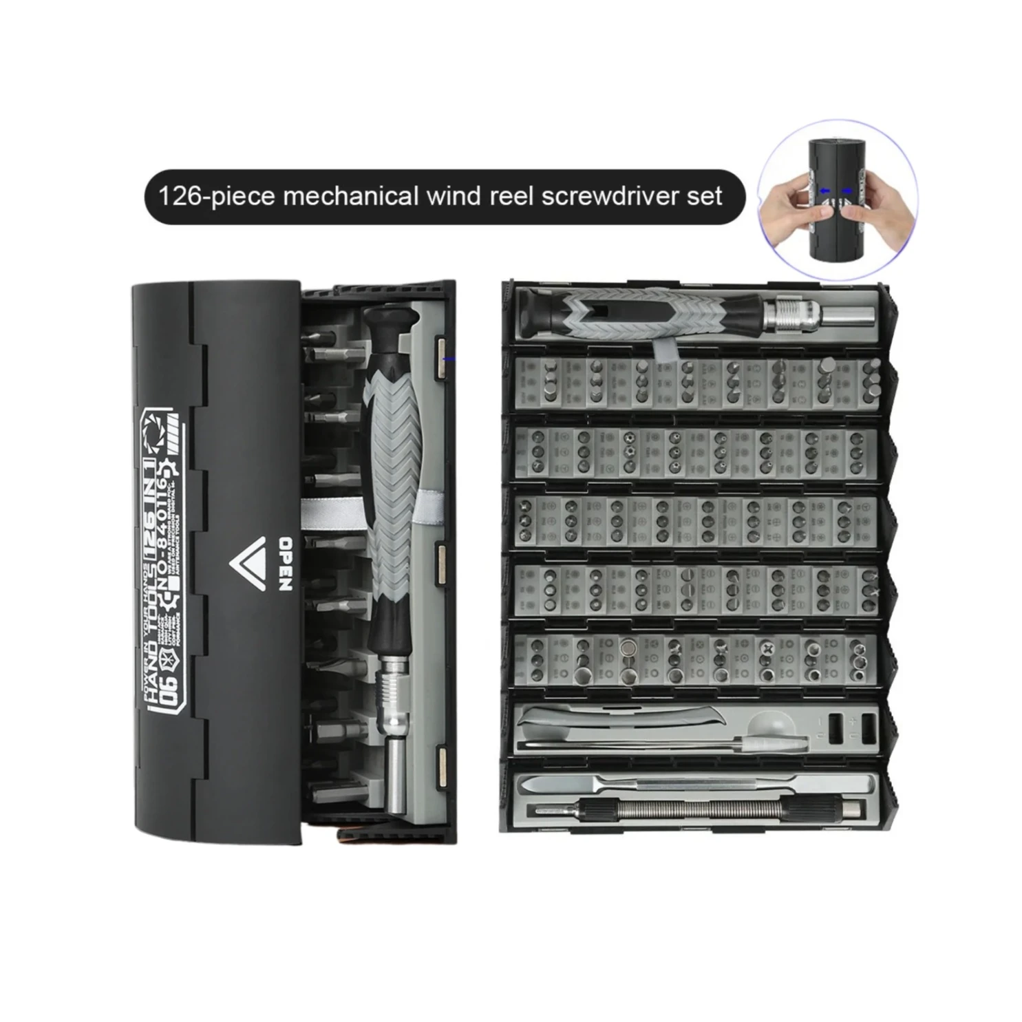 126 in 1 Cylindrical Screwdriver Set (840116) Black