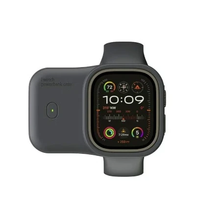 NAIDUN 1200mAh Power Bank Case for Apple Watch 49mm - Black