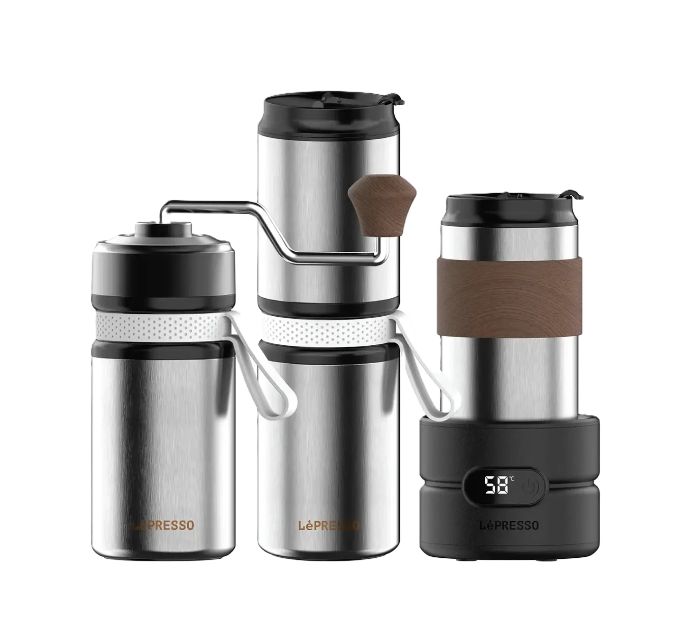 Lepresso Grindo Quattro 4-in-1 Outdoor Coffee Set (LP4IN1OCFFS) Silver