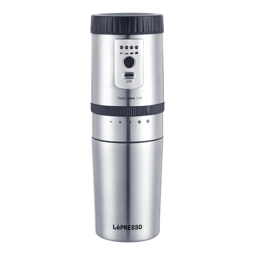 LePresso Portable Mug Burr Grinder Coffee Maker 250ML - Silver