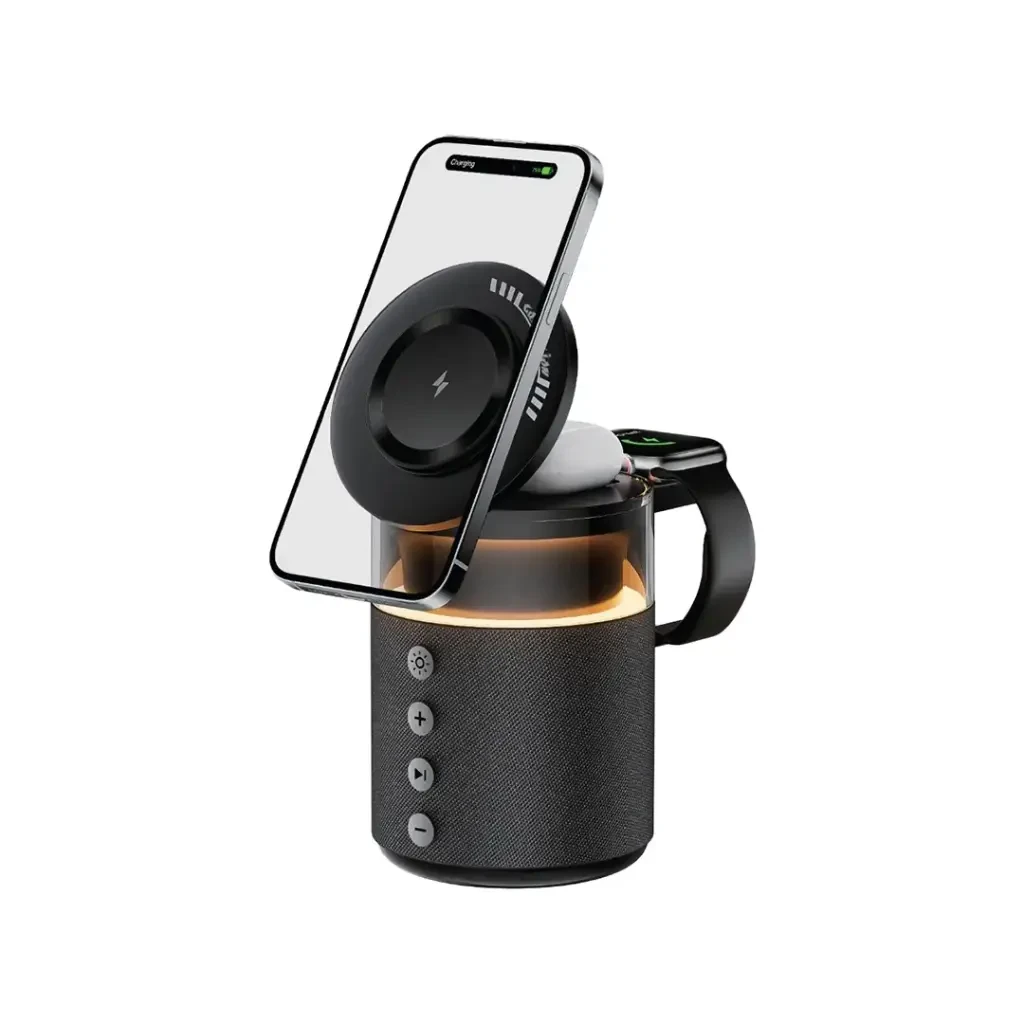 Green Lion 5 in 1 Wireless Charger with Bluetooth Speaker BT-6.0 (GL-SP11) Black