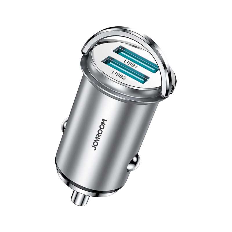 Joyroom 45W Dual USB Mini Fast Car Charger – Silver