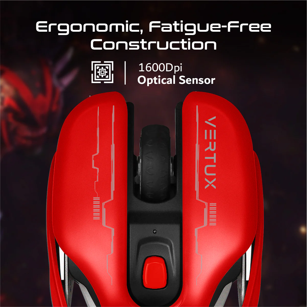 Vertux Glider Wireless Gaming Mouse - Red