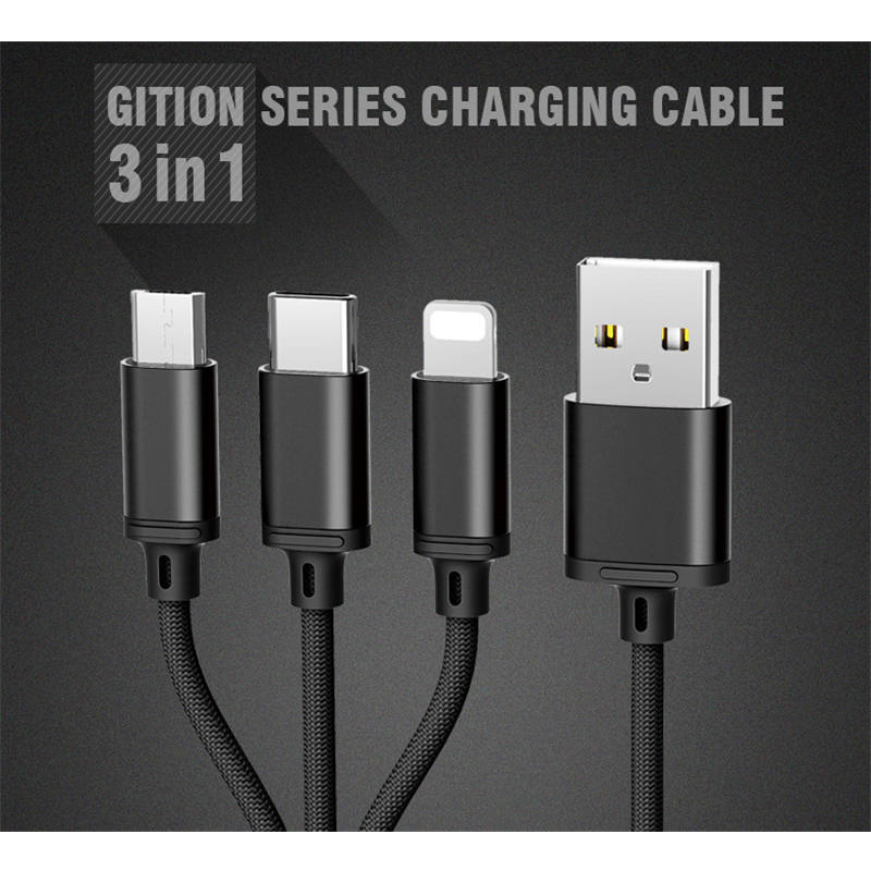 REMAX Gition Series 3 in 1 Charging Cable 1.15M – Black