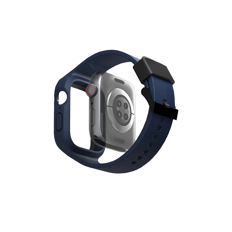 Uniq Monos 2-in-1 Strap With Hybrid Case for Apple Watch 44/45mm - Marine Blue