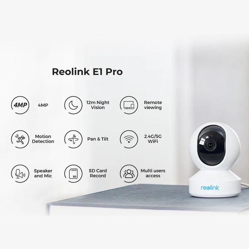 كاميرا E1 Pro الذكية للمنزل 4 ميجابكسل ودوران 360 درجة من Reolink